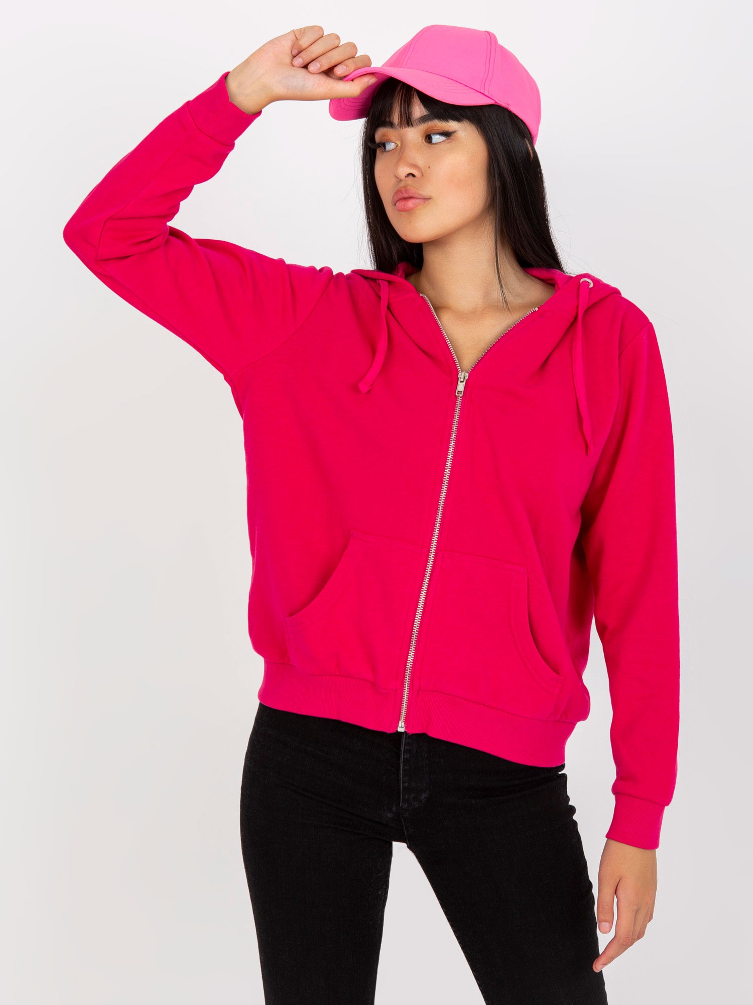 FUCHSIOVÁ MIKINA S KAPUCŇOU B-002.02X-FUCHSIA Veľkosť: XL