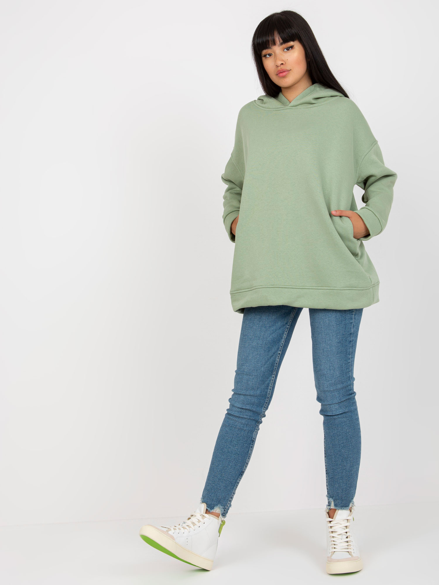 Svetlozelená mikina s kapucňou RV-BL-8042.00P-light green Veľkosť: S