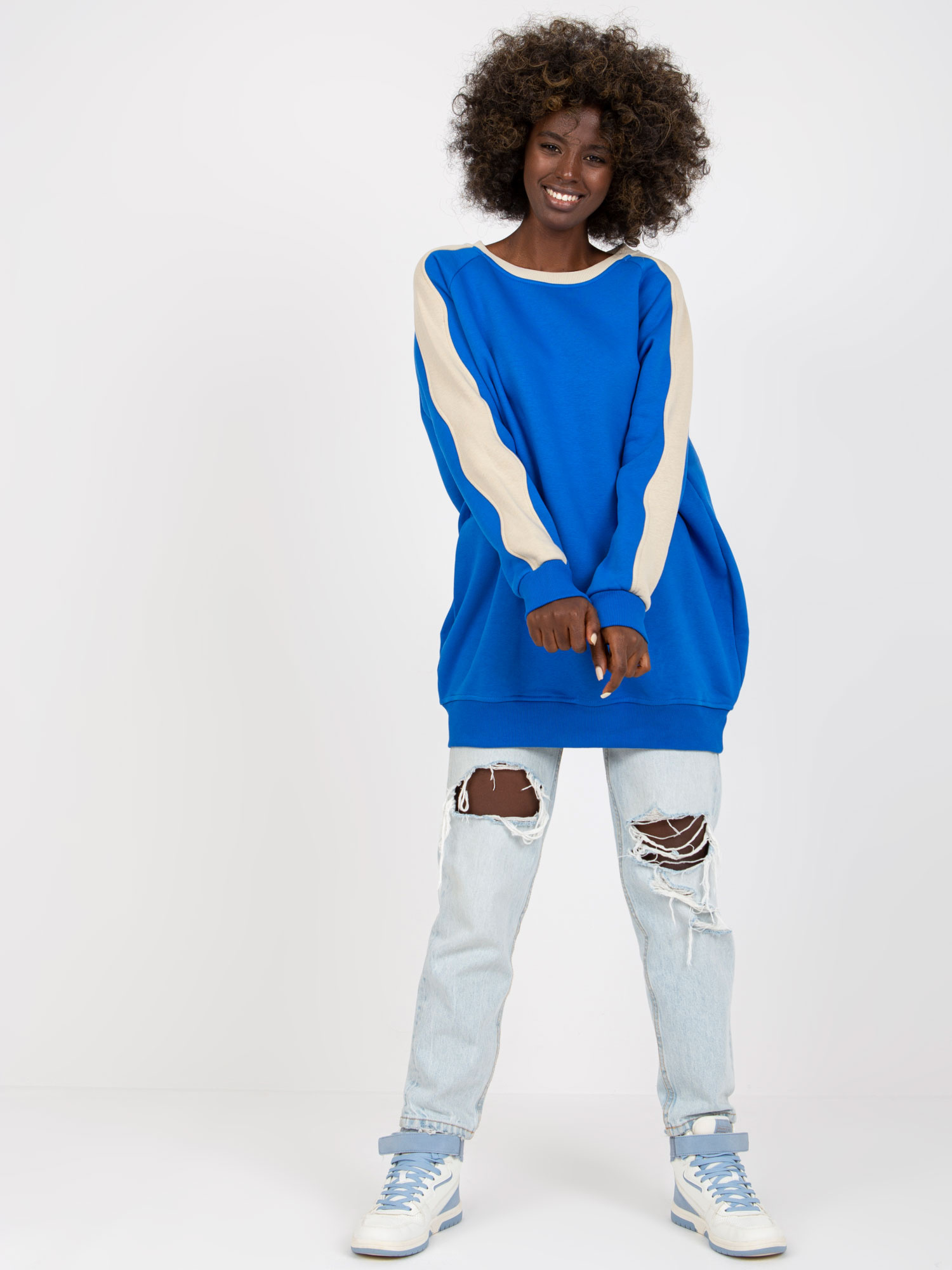 Modrá oversize tunika -RV-TU-8231.78P-dark blue Veľkosť: L/XL