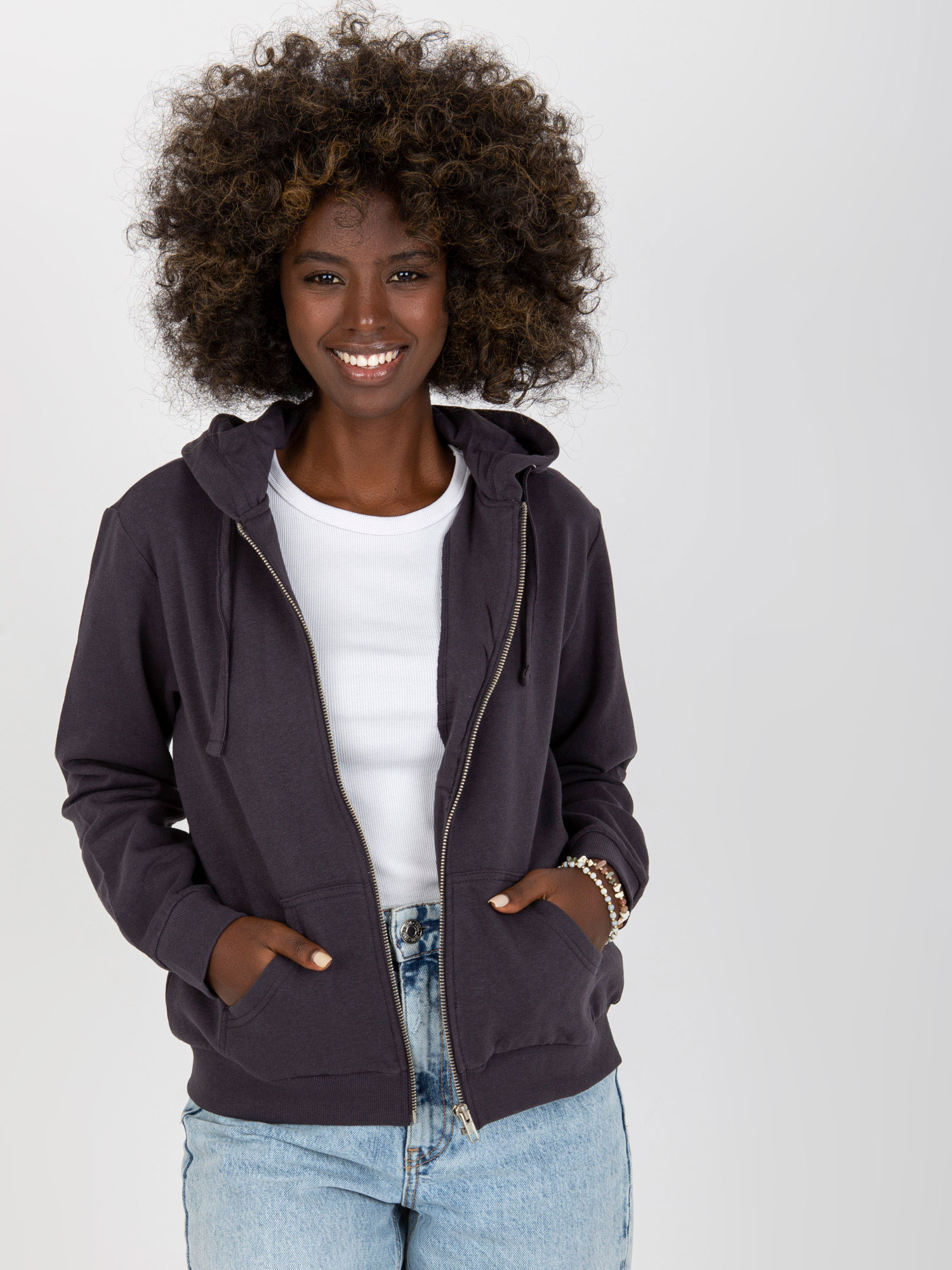 Tmavosivá mikina na zips -B-002.10-dark grey Veľkosť: XL