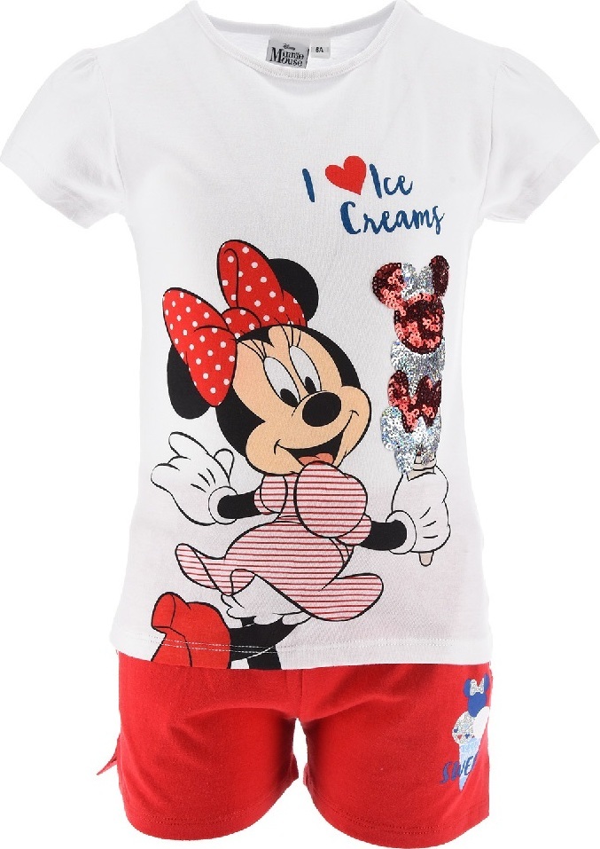 Bielo-červený dievčenský letný set Minnie Mouse Disney Veľkosť: 128