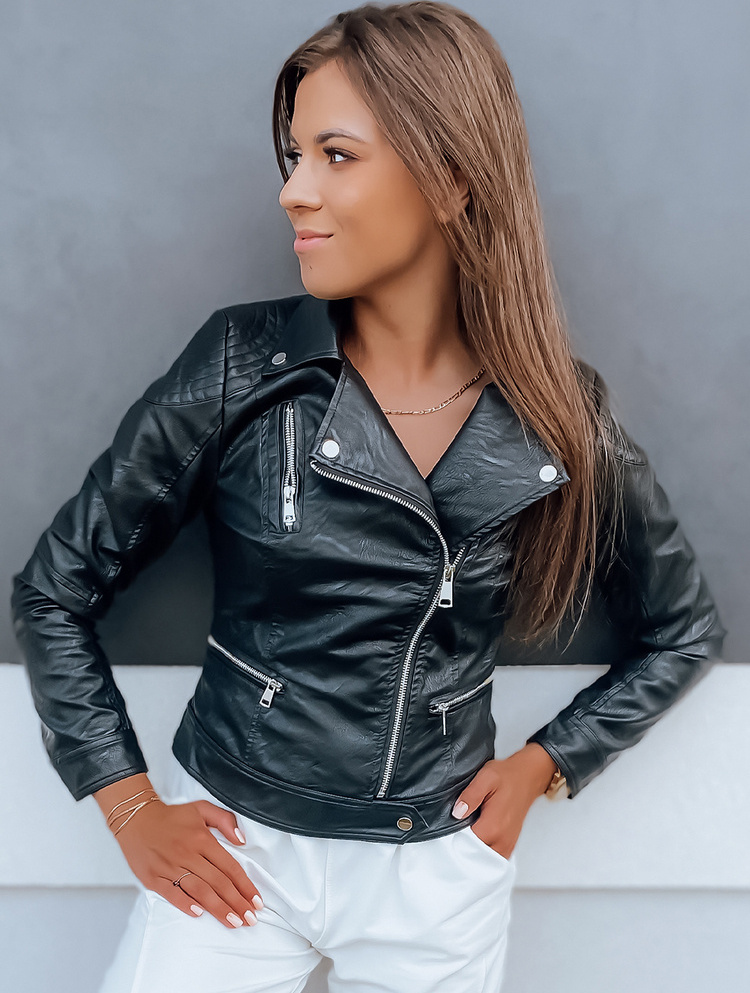 Čierna koženková bunda BLESS TY2995 Veľkosť: L