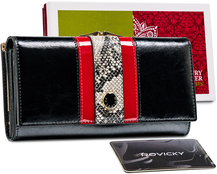 Peterson Čierna peňaženka s ozdobným pásikom Y015 PTN ST-721 Veľkosť: ONE SIZE