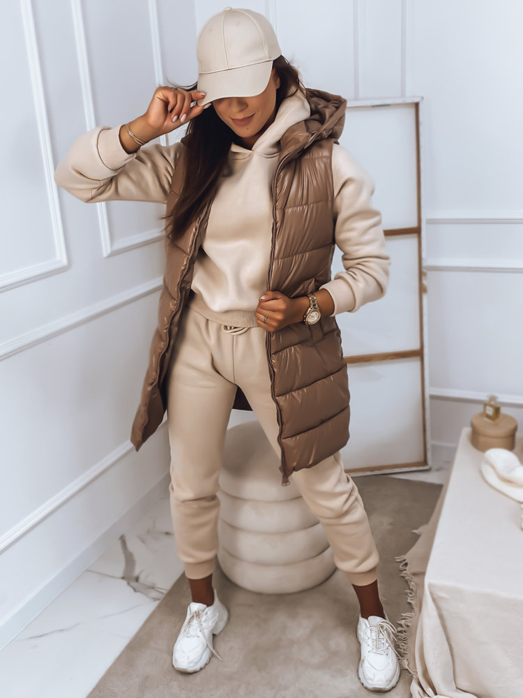 Hnedá lesklá prešívaná vesta ARAS TY2852 Veľkosť: M