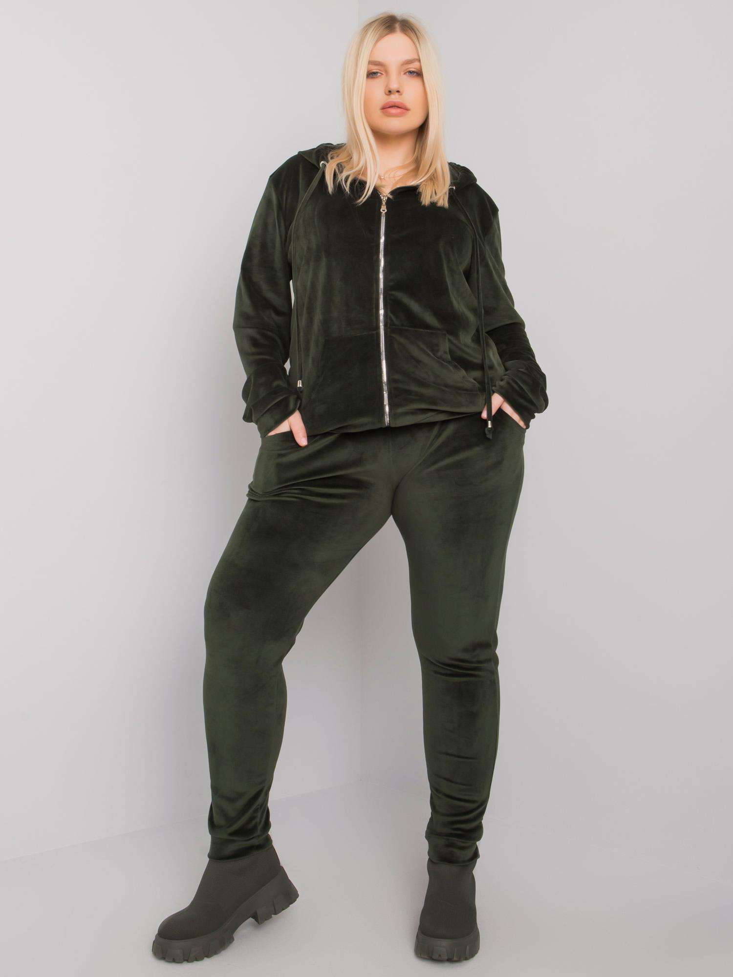 Khaki zamatová tepláková súprava RV-KMPL-5961.18X-khaki Veľkosť: 3XL