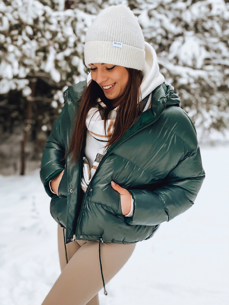 Zelená prešívaná crop bunda SIMMON TY3049 Veľkosť: ONE SIZE