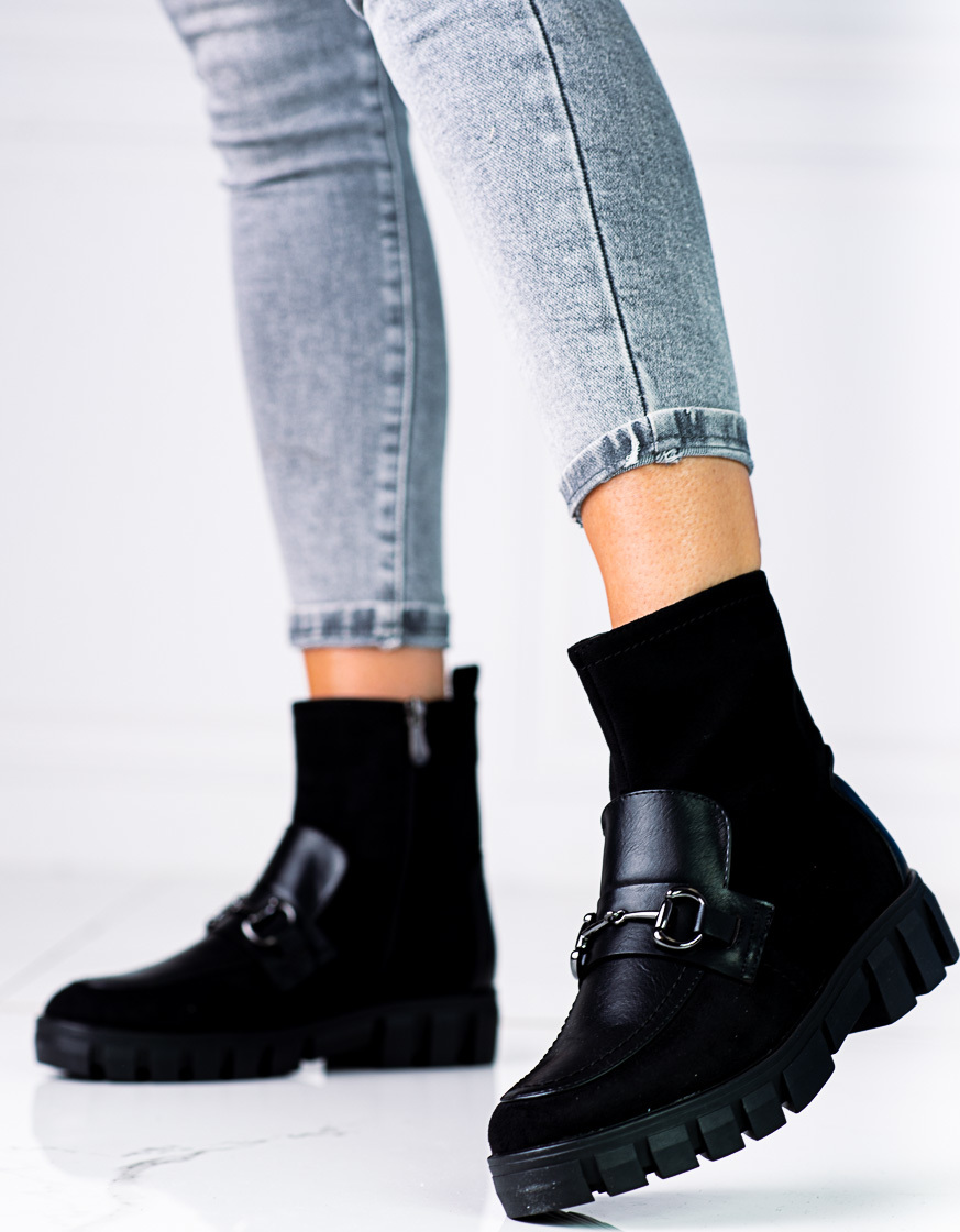 Dámske čierne semišové workery XY23-10760B Veľkosť: 36