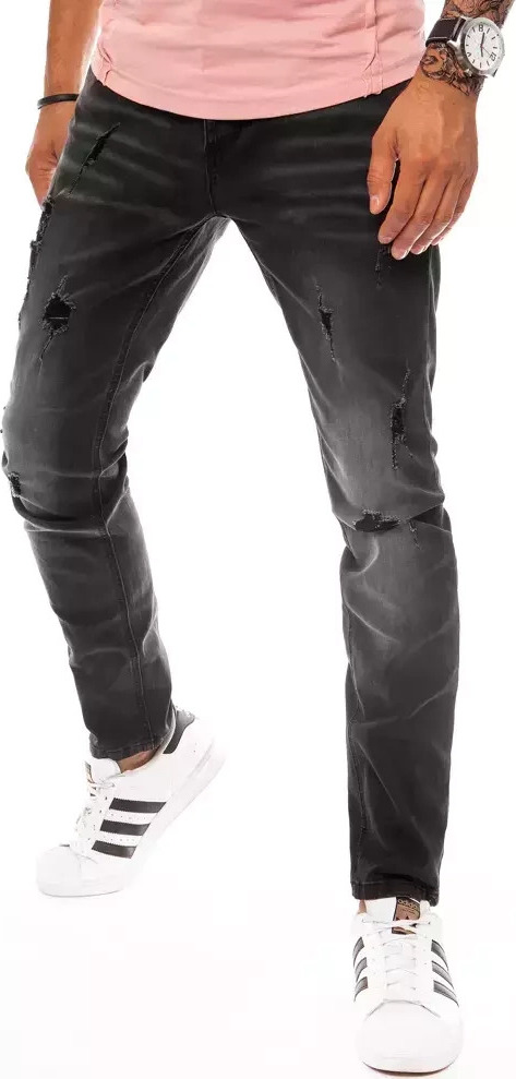 Čierne dierované džínsy s jemným tieňovaním UX3823 Veľkosť: S