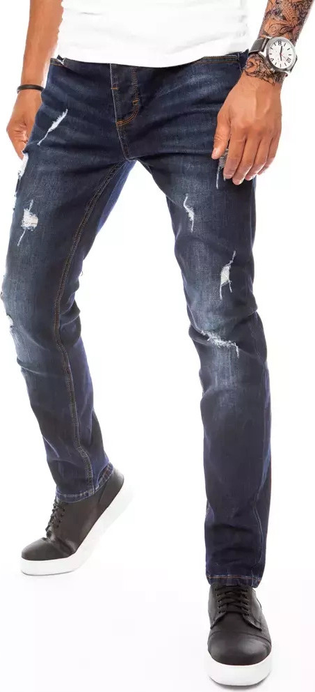Tmavomodré módne pánske džínsy UX3810 Veľkosť: S