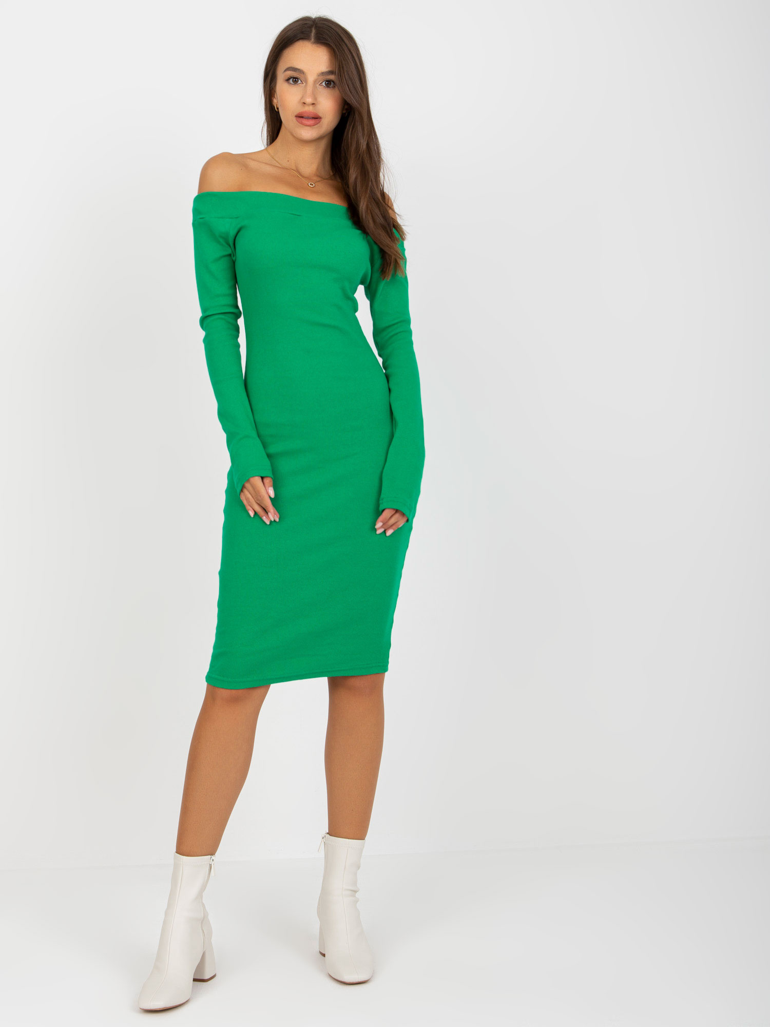 Zelené rebrované upnuté šaty EM-SK-674.26P-green Veľkosť: ONE SIZE