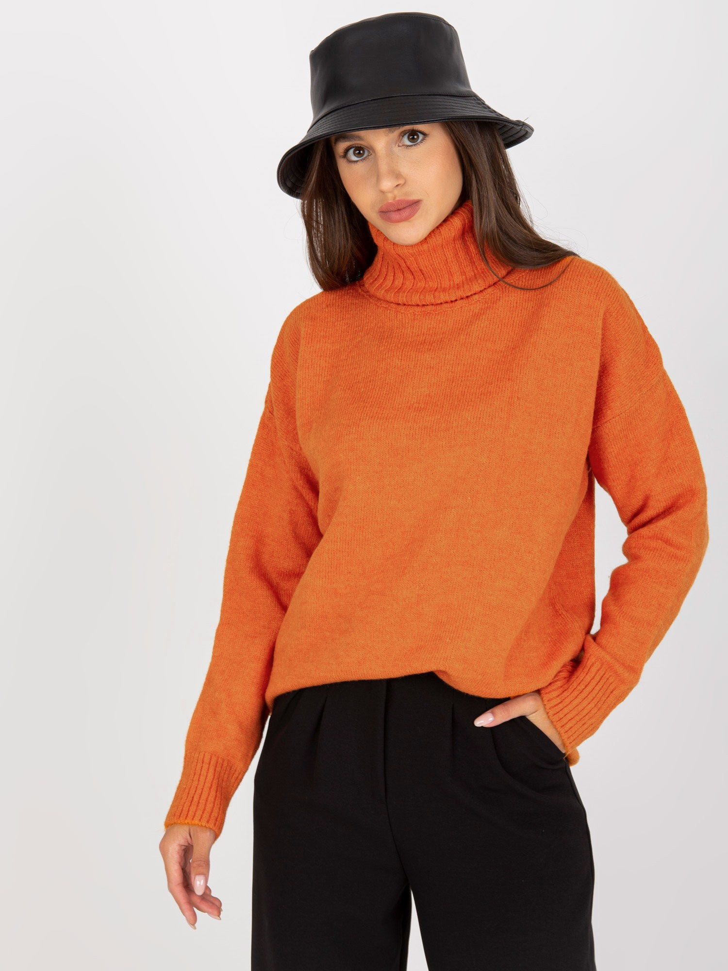 Oranžový klasický rolák -LC-SW-0331.89P-corange Veľkosť: ONE SIZE
