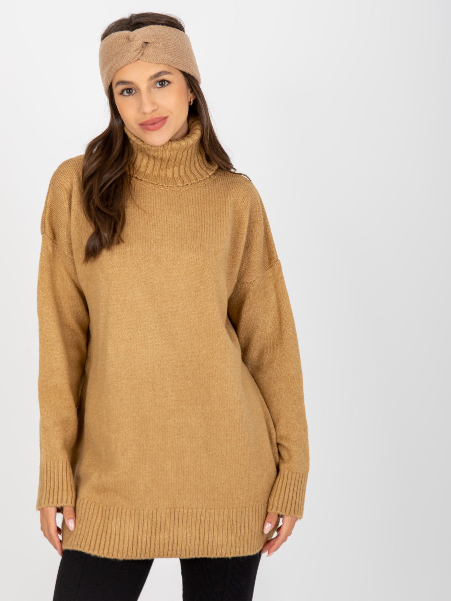 Béžový klasický rolák LC-SW-0331.89P-camel Veľkosť: ONE SIZE