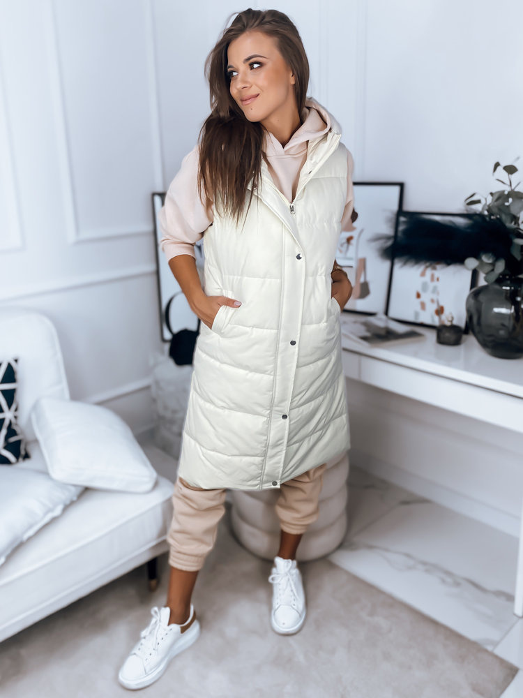 Smotanová dlhá prešívaná vesta BRONS TY3088 Veľkosť: L