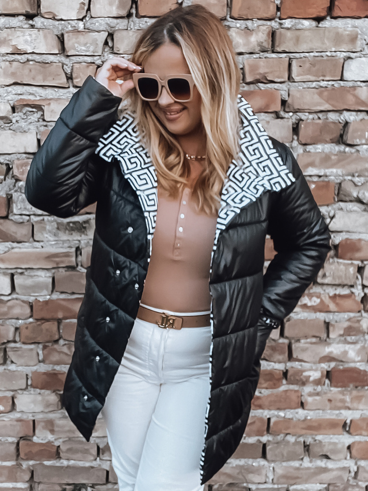 Čierna prechodná bunda s golierom VETIS TY2976 Veľkosť: 4XL