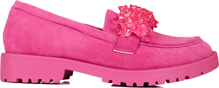 Ružové semišové mokasíny s kryštálmi GD-XR-335B-FU Veľkosť: 37