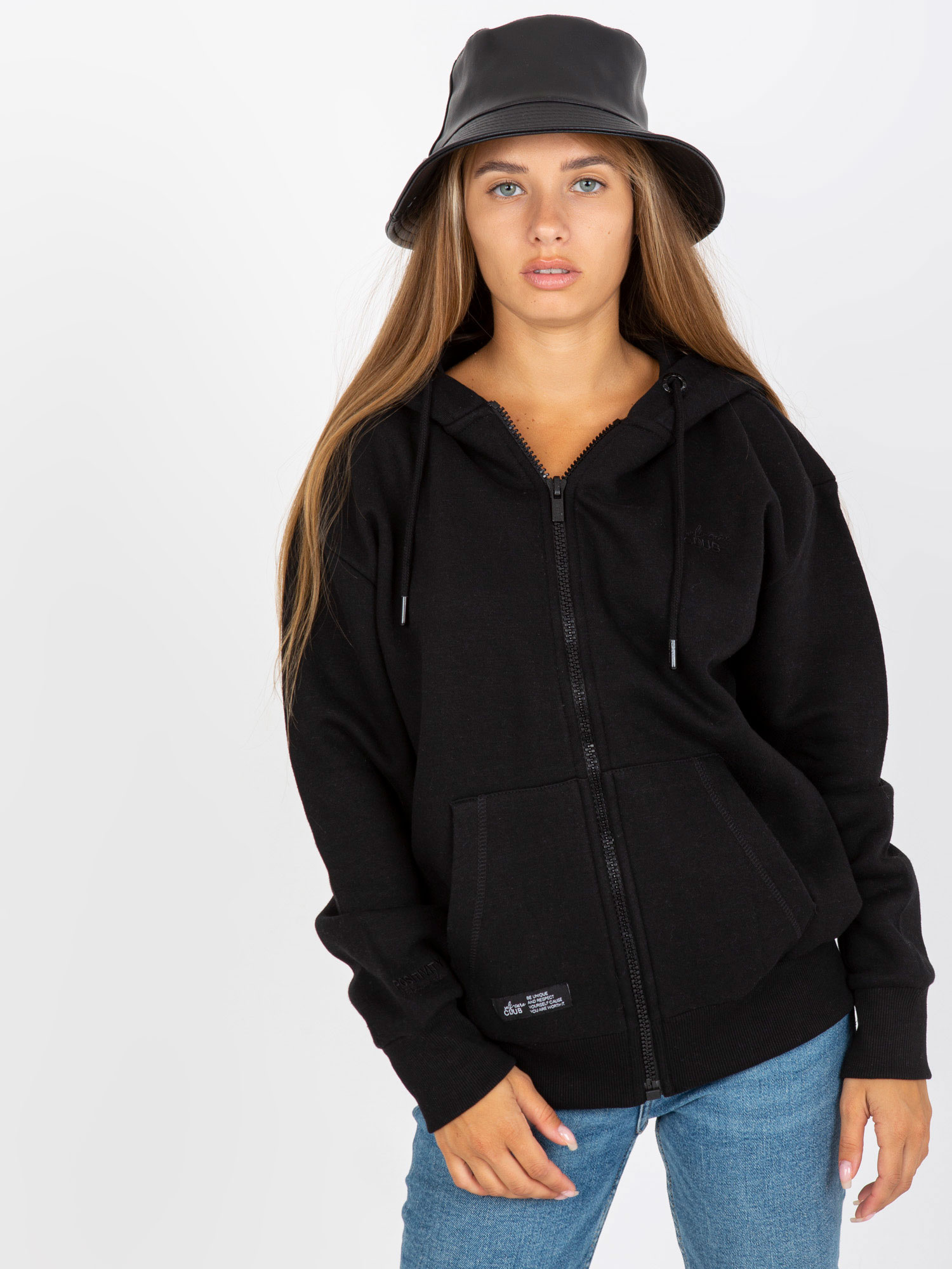 Čierna mikina s kapucňou D10600C02352C6-black Veľkosť: M