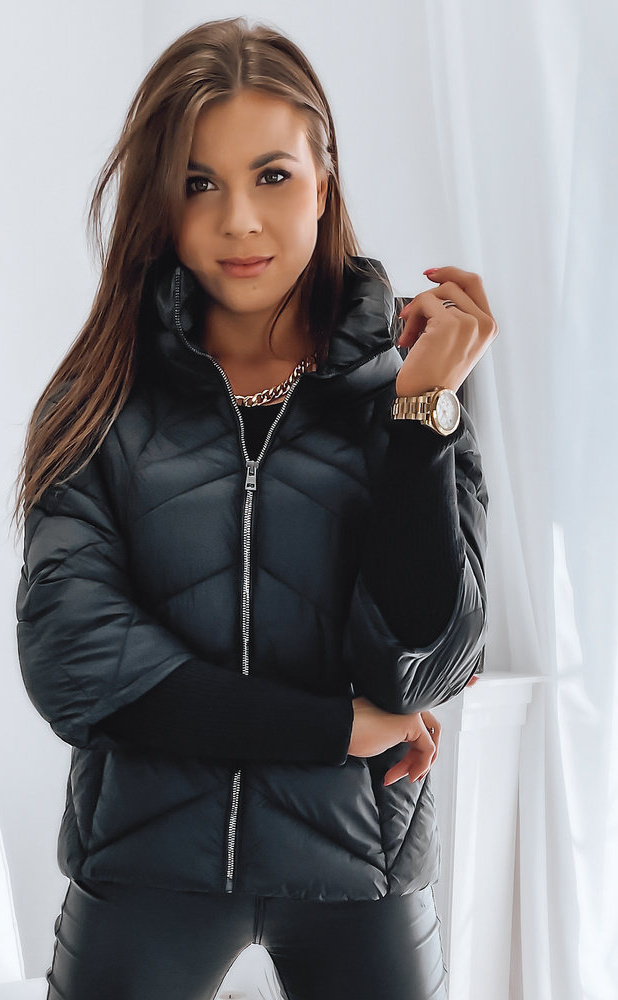 Čierna krátka prešívaná bunda INESS TY3141 Veľkosť: M