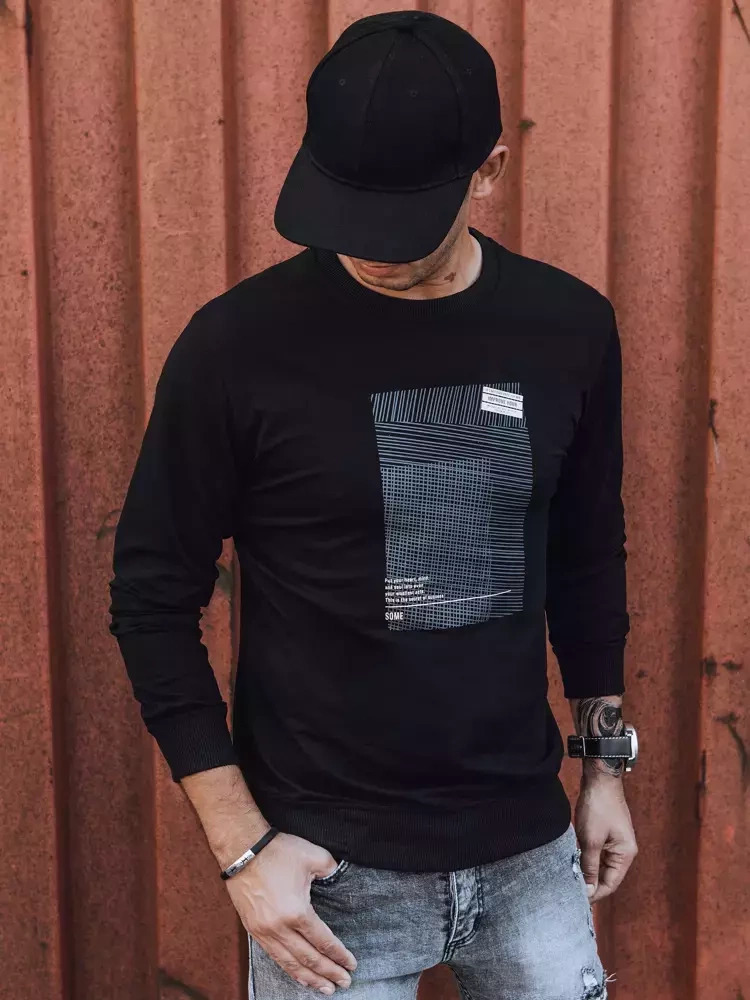 Čierna pánska mikina s potlačou BX5353 Veľkosť: 2XL