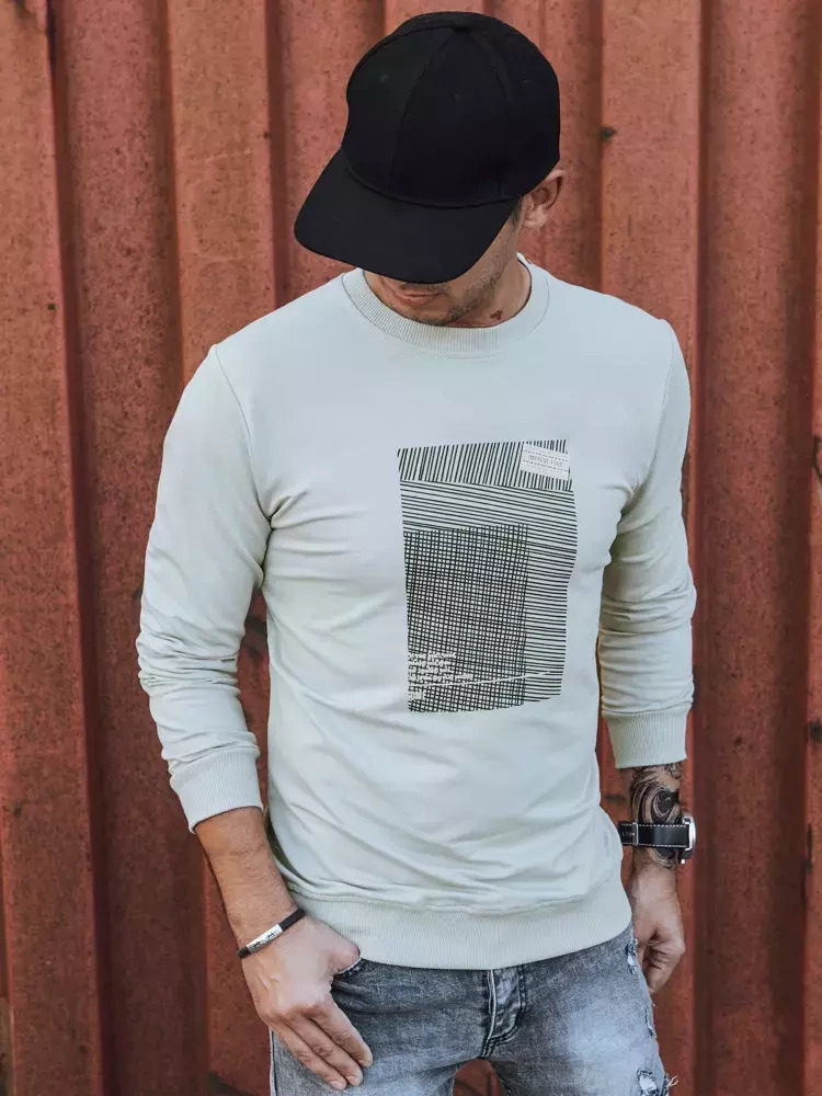 Béžová pánska mikina s potlačou BX5355 Veľkosť: M