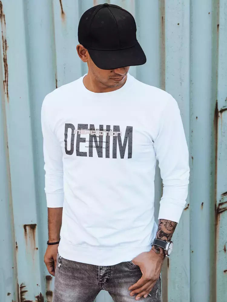 BIELA MIKINA S NÁPISOM DENIM BX5356 Veľkosť: 3XL