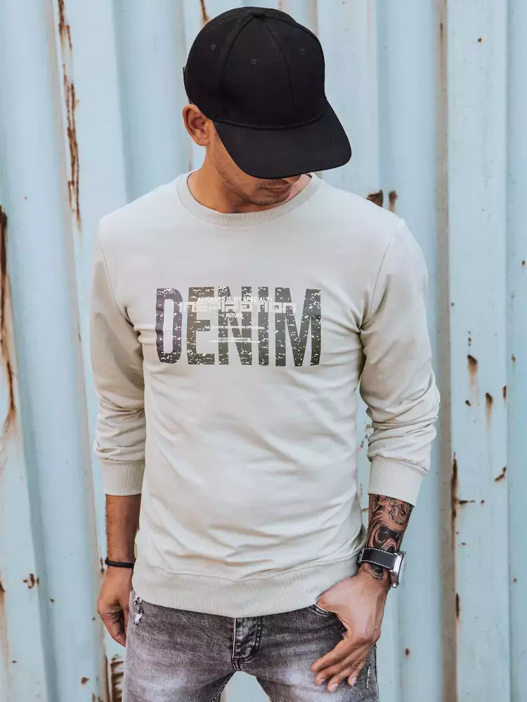 BÉŽOVÁ MIKINA S NÁPISOM DENIM BX5357 Veľkosť: 3XL