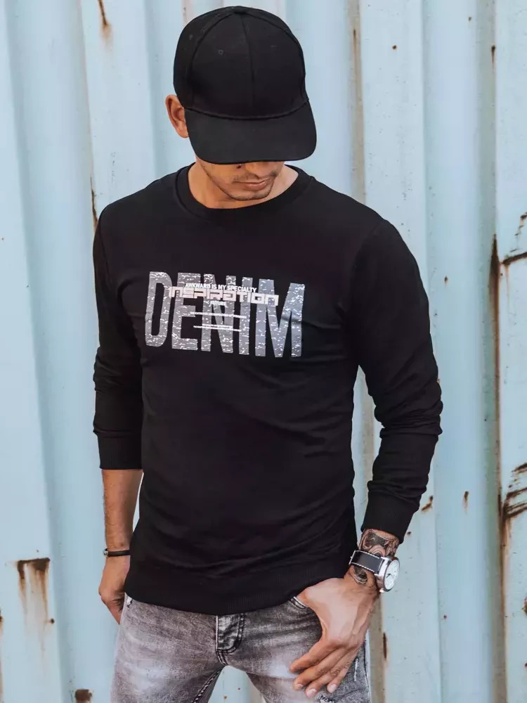 Čierna mikina s nápisom DENIM BX5359 Veľkosť: 2XL