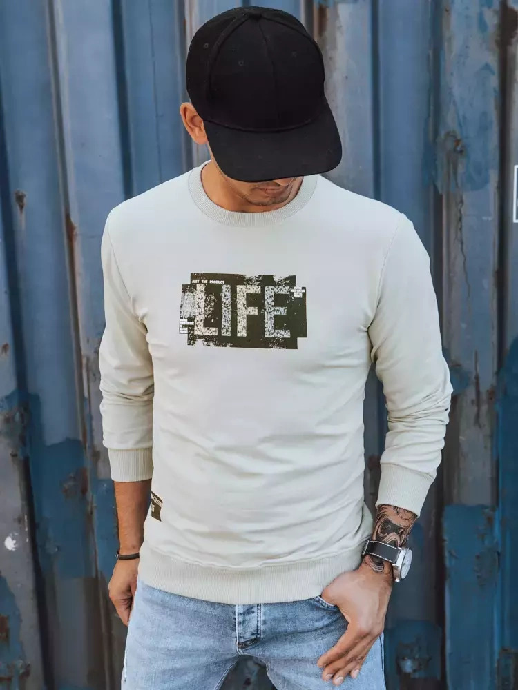 Béžová pánska mikina LIFE BX5361 Veľkosť: XL