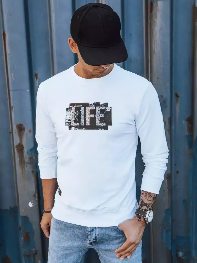 Biela pánska mikina LIFE BX5362 Veľkosť: XL