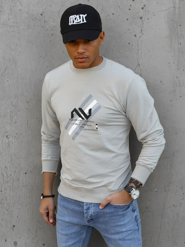 Béžová mikina bez kapucne BX5363 Veľkosť: XL