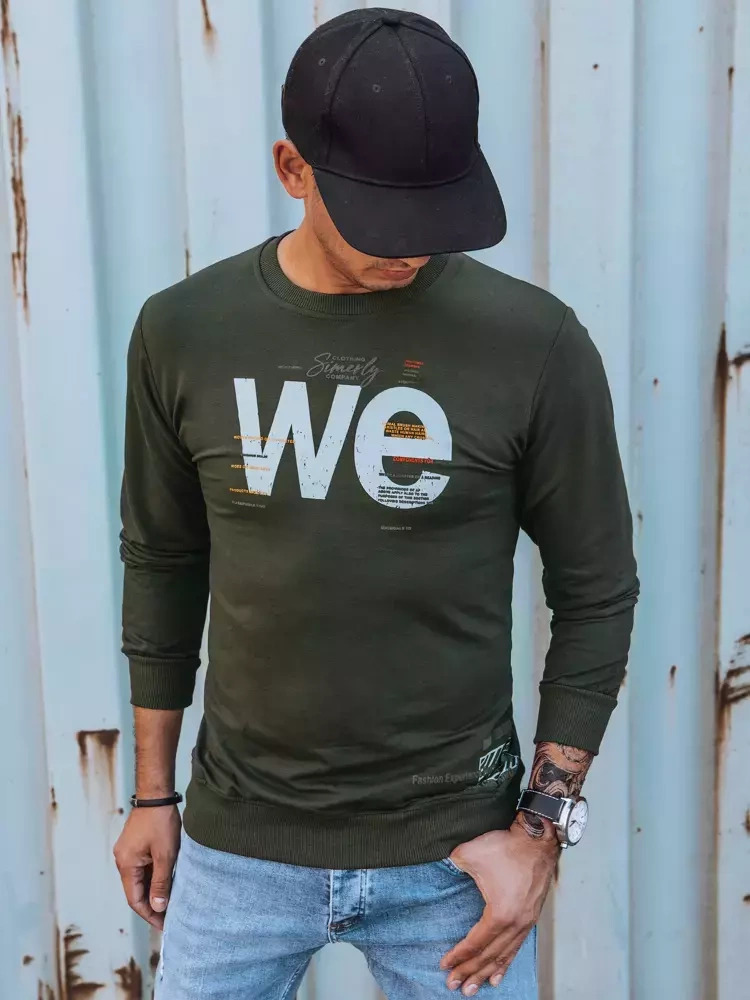 Khaki mikina s potlačou BX5368 Veľkosť: 3XL