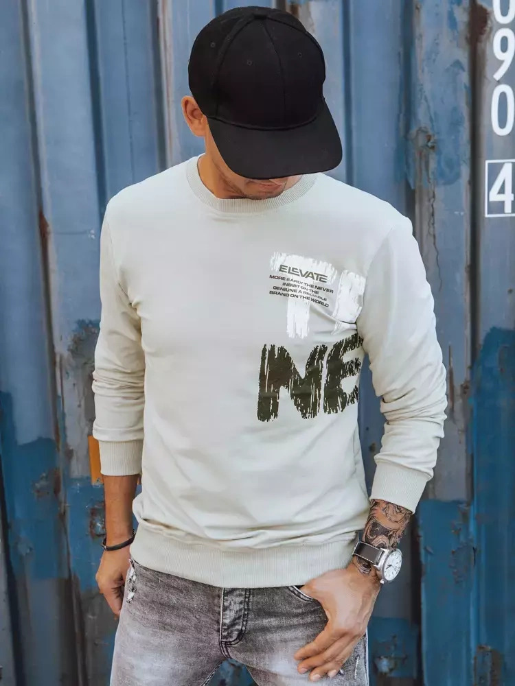 Béžová mikina s potlačou BX5373 Veľkosť: 3XL