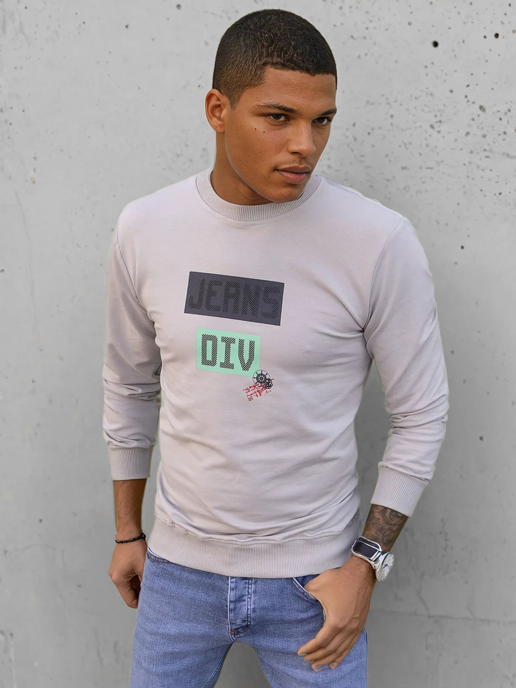 Béžová mikina JEANS BX5375 Veľkosť: M