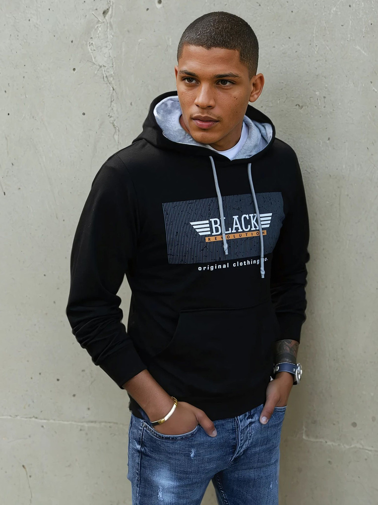 Čierna mikina s potlačou BX5383 Veľkosť: 2XL