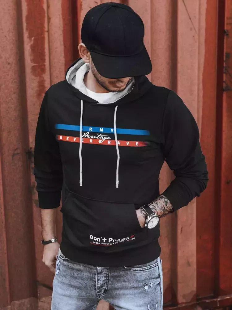 Čierna pánska mikina s potlačou BX5386 Veľkosť: 2XL