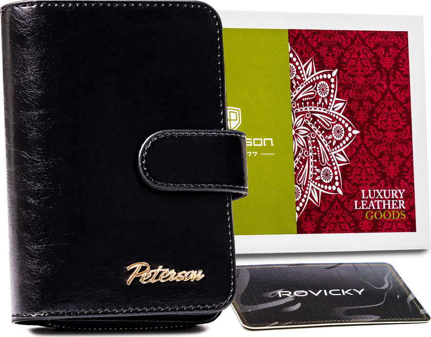 Peterson Čierna peňaženka so zapínaním Y035 PTN PL-602-0721 BLAC Veľkosť: ONE SIZE