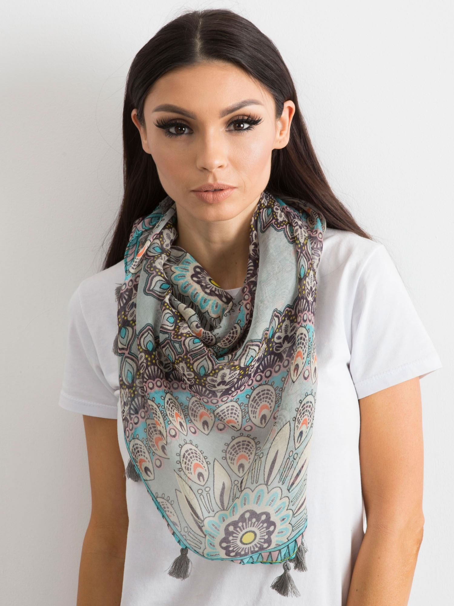 Sivá dámska šatka s etnickými vzormi AT-CH-ENEC-71.33P-gray Veľkosť: ONE SIZE