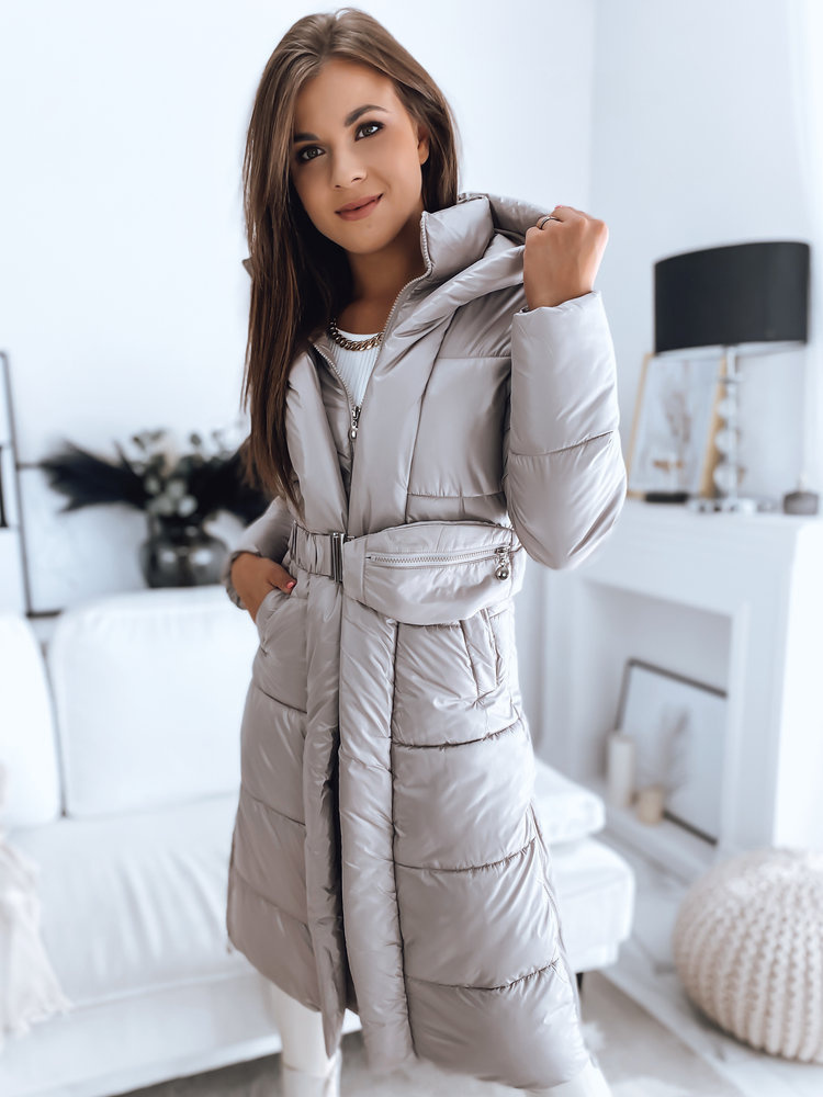 Béžový dlhý kabát LINA TY3110 Veľkosť: L