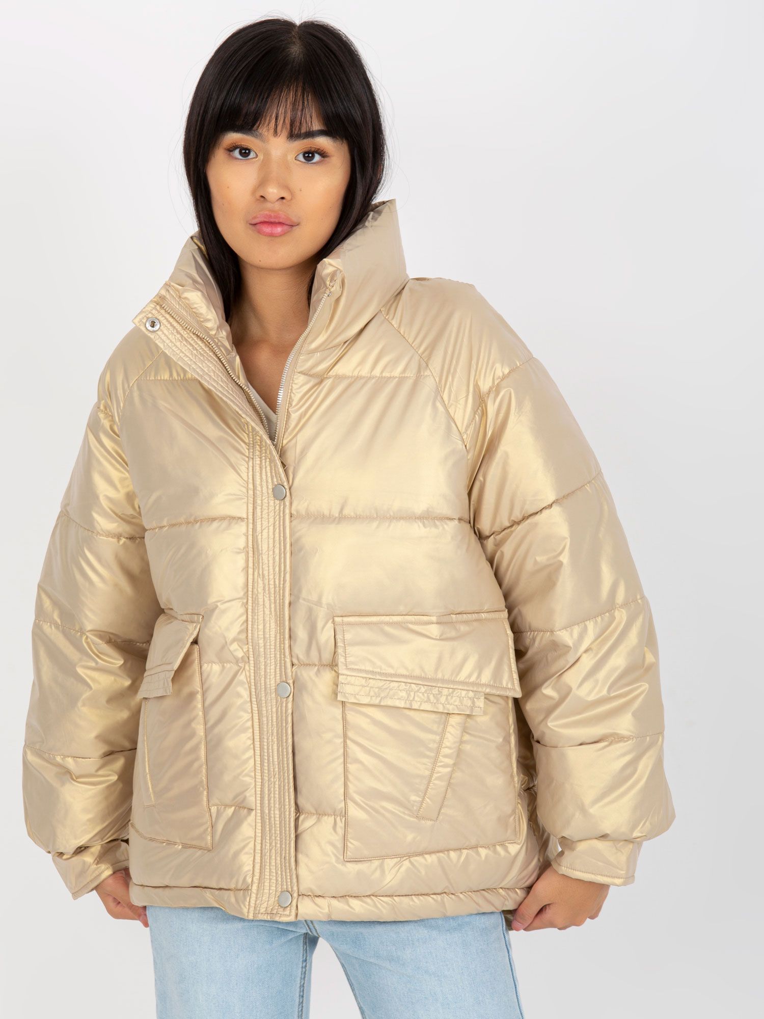 Zlatá lesklá bunda EM-KR-MC414.24X-gold Veľkosť: M/L