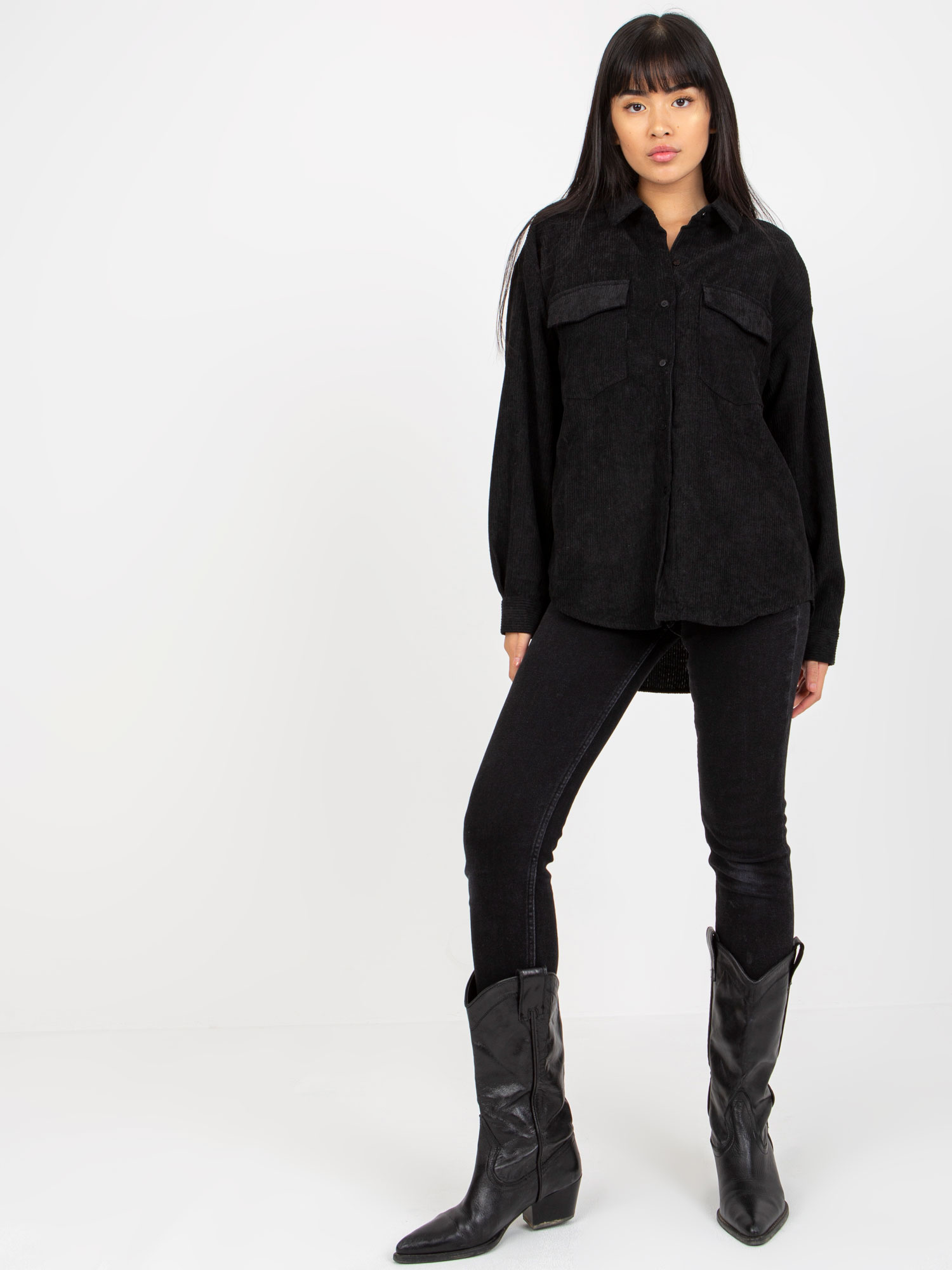 Čierna menčestrová košeľa -EM-KS-K5041.30-black Veľkosť: S/M