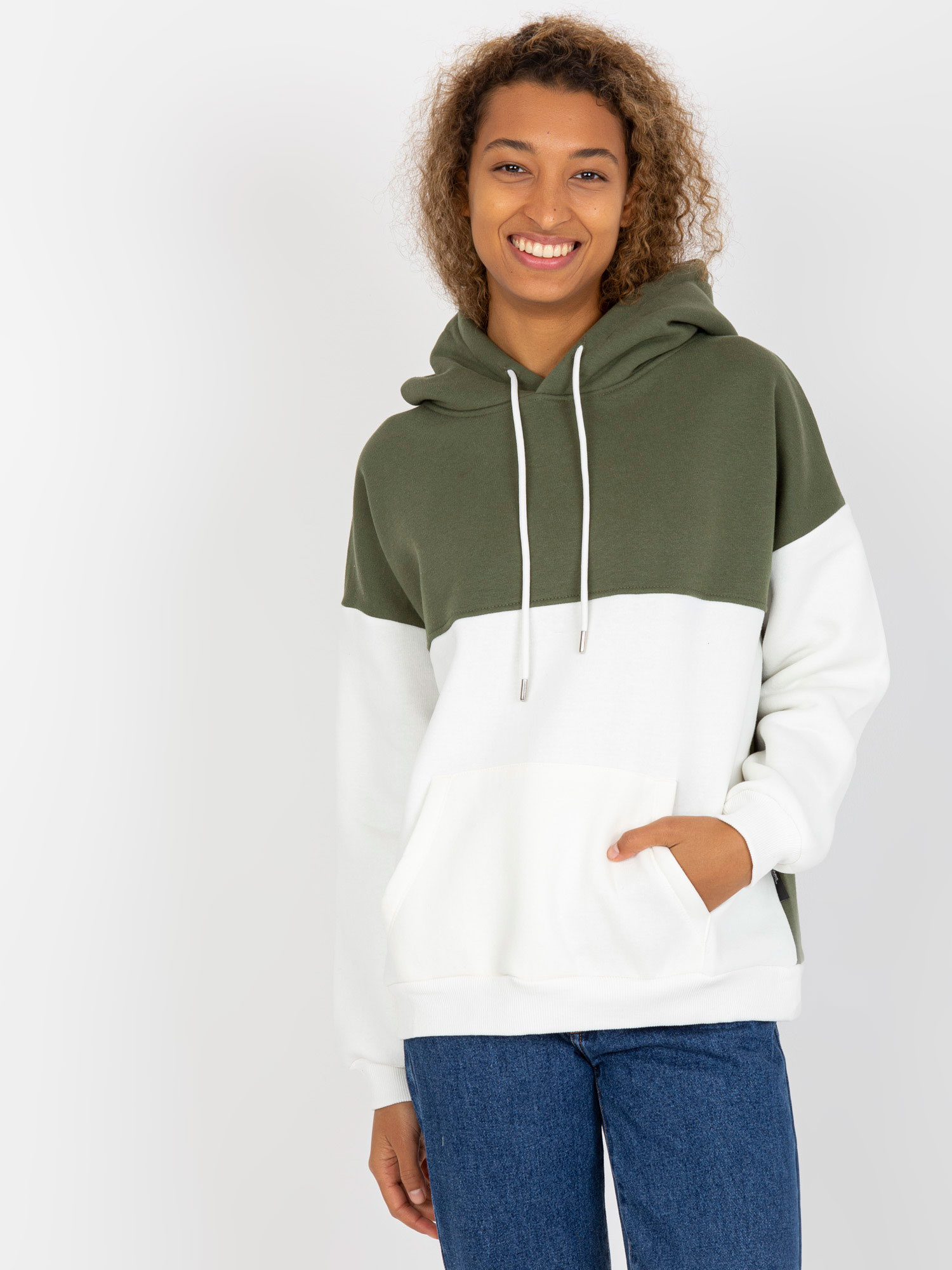 Khaki-smotanová mikina s kapucňou -AP-BL-AP-3001.98P-khaki Veľkosť: XL
