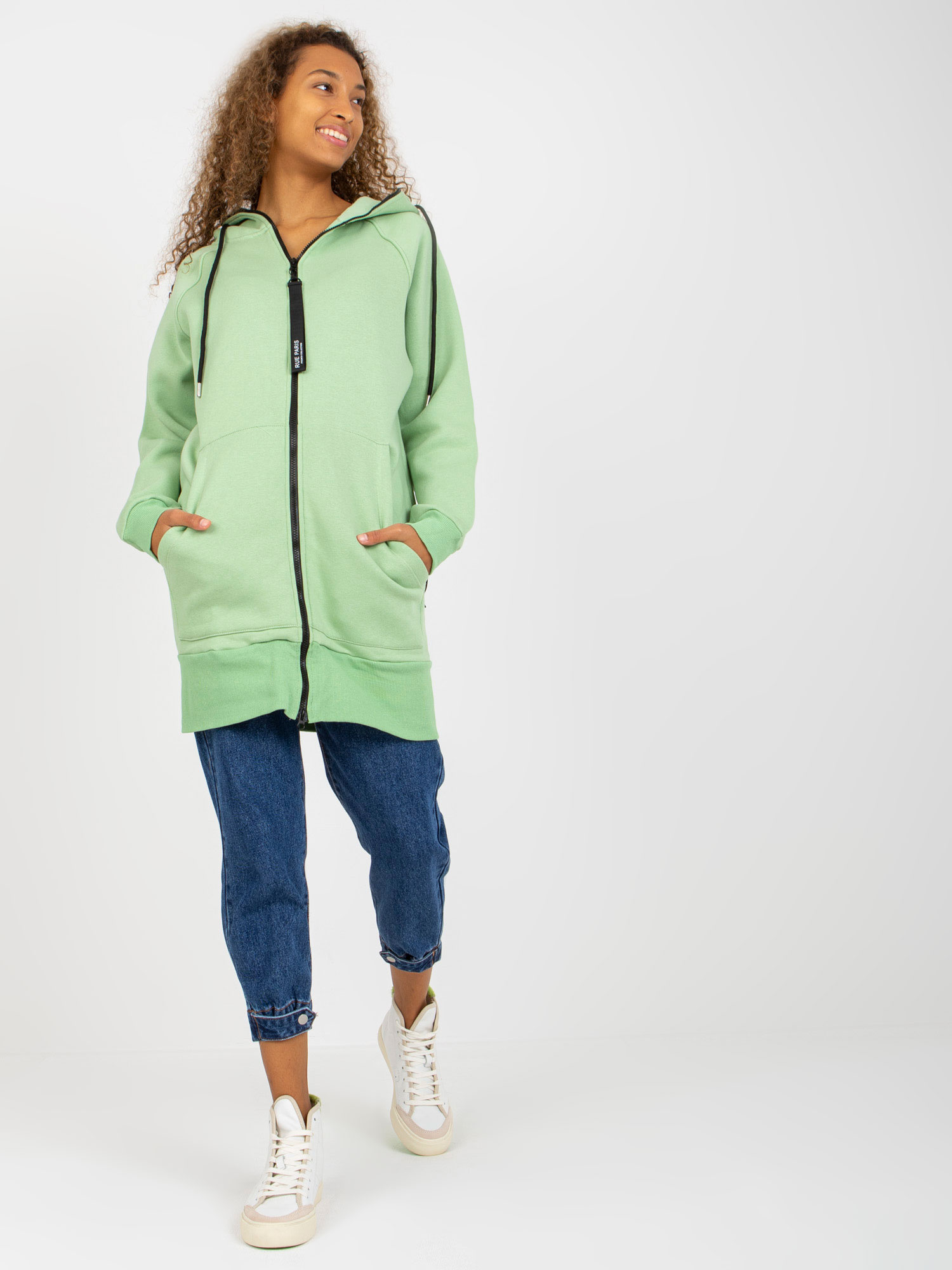 Svetlozelená dlhá mikina s kapucňou -AP-BL-AP-3004.32-light green Veľkosť: L/XL