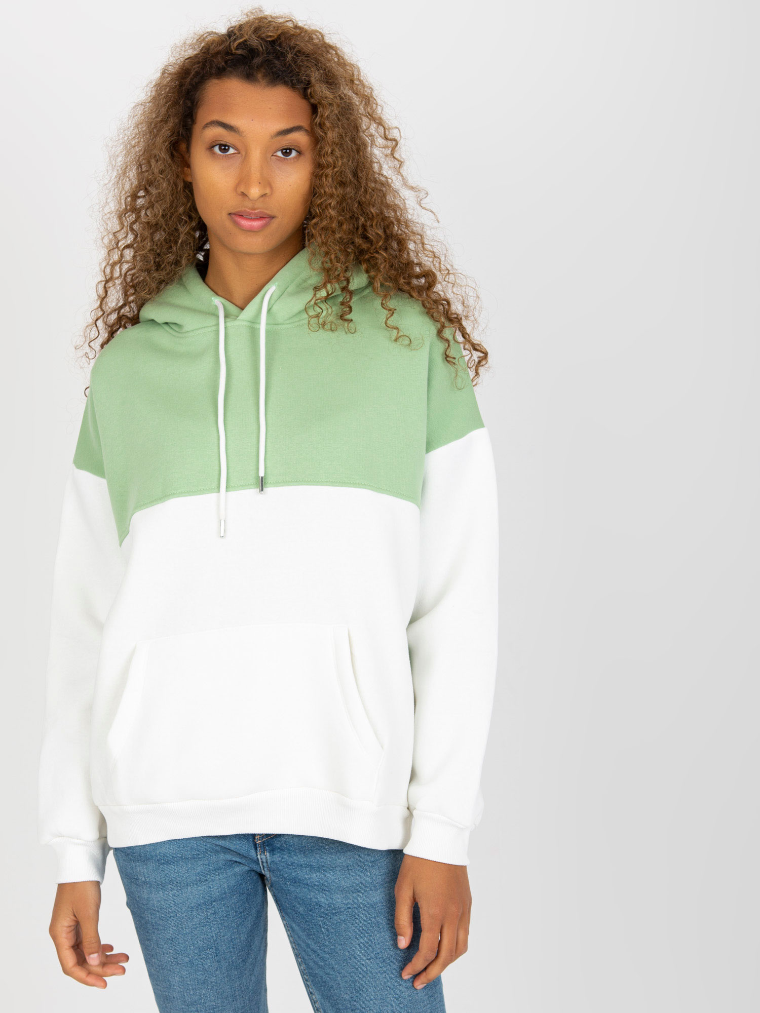 Zeleno-smotanová mikina s kapucňou AP-BL-AP-3001.98P-light green Veľkosť: S