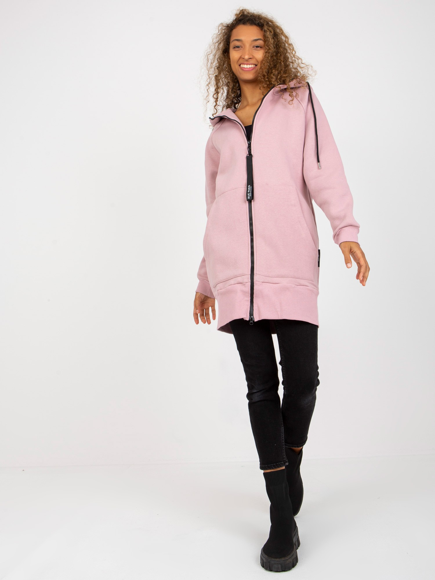 Ružová dlhá mikina s kapucňou -AP-BL-AP-3004.32-dark pink Veľkosť: L/XL