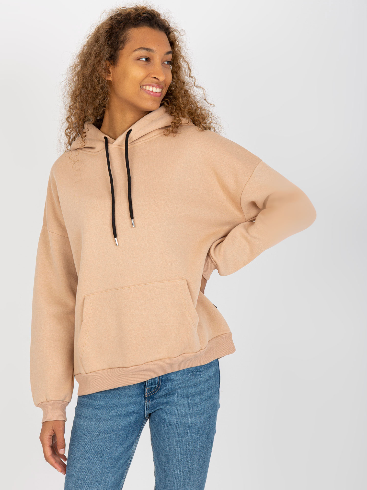 Béžová mikina s kapucňou -AP-BL-AP-3002.20-beige Veľkosť: L