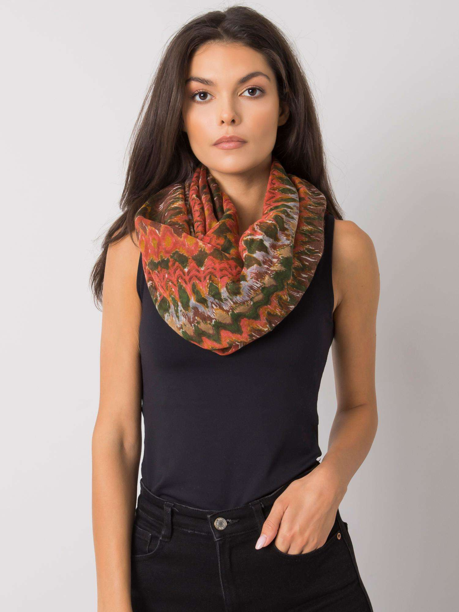 Tmavo-oranžova dámska šatka so vzormi -Nech-CH-F106016-dark orange Veľkosť: ONE SIZE