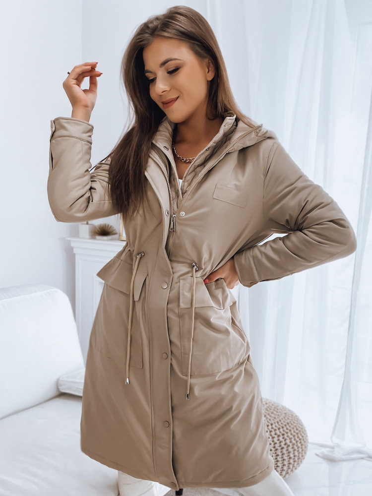 Béžová dlhá parka ISLA TY3211 Veľkosť: S