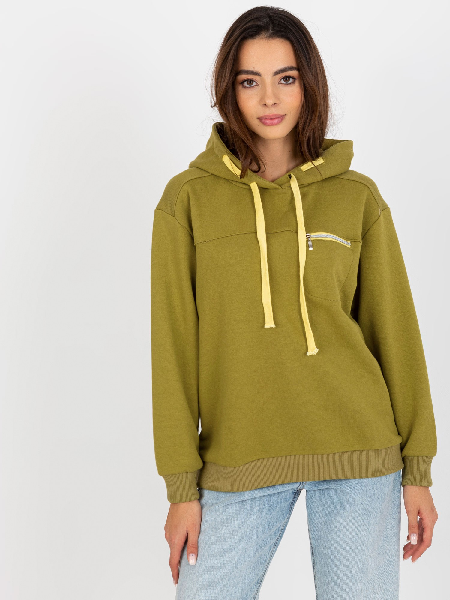 Olivovo zelená mikina s kapucňou FA-BL-8125.67P-olive Veľkosť: ONE SIZE