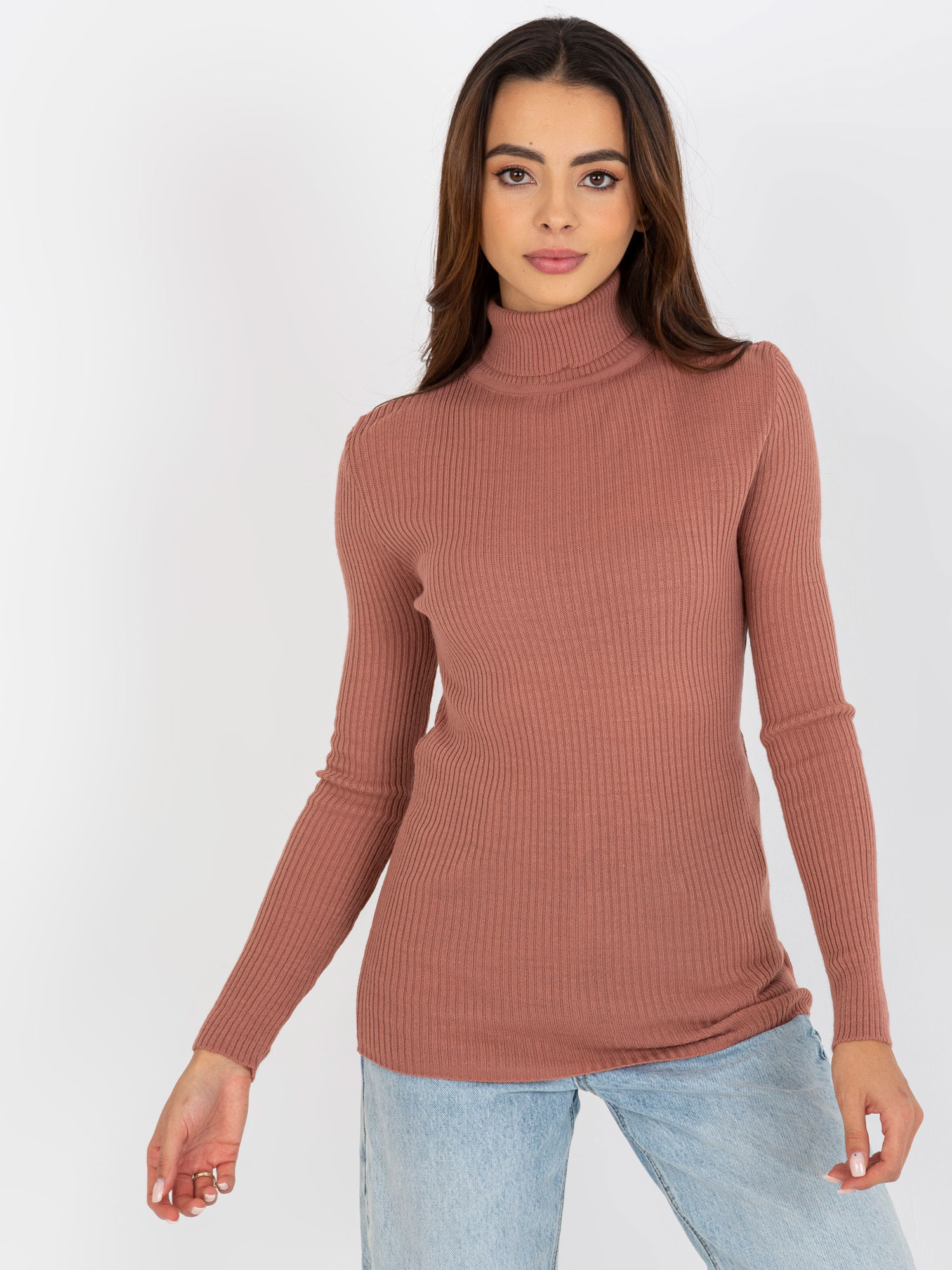 Tmavoružový dámsky rolák -TO-SW-2022.79P-dark pink Veľkosť: ONE SIZE
