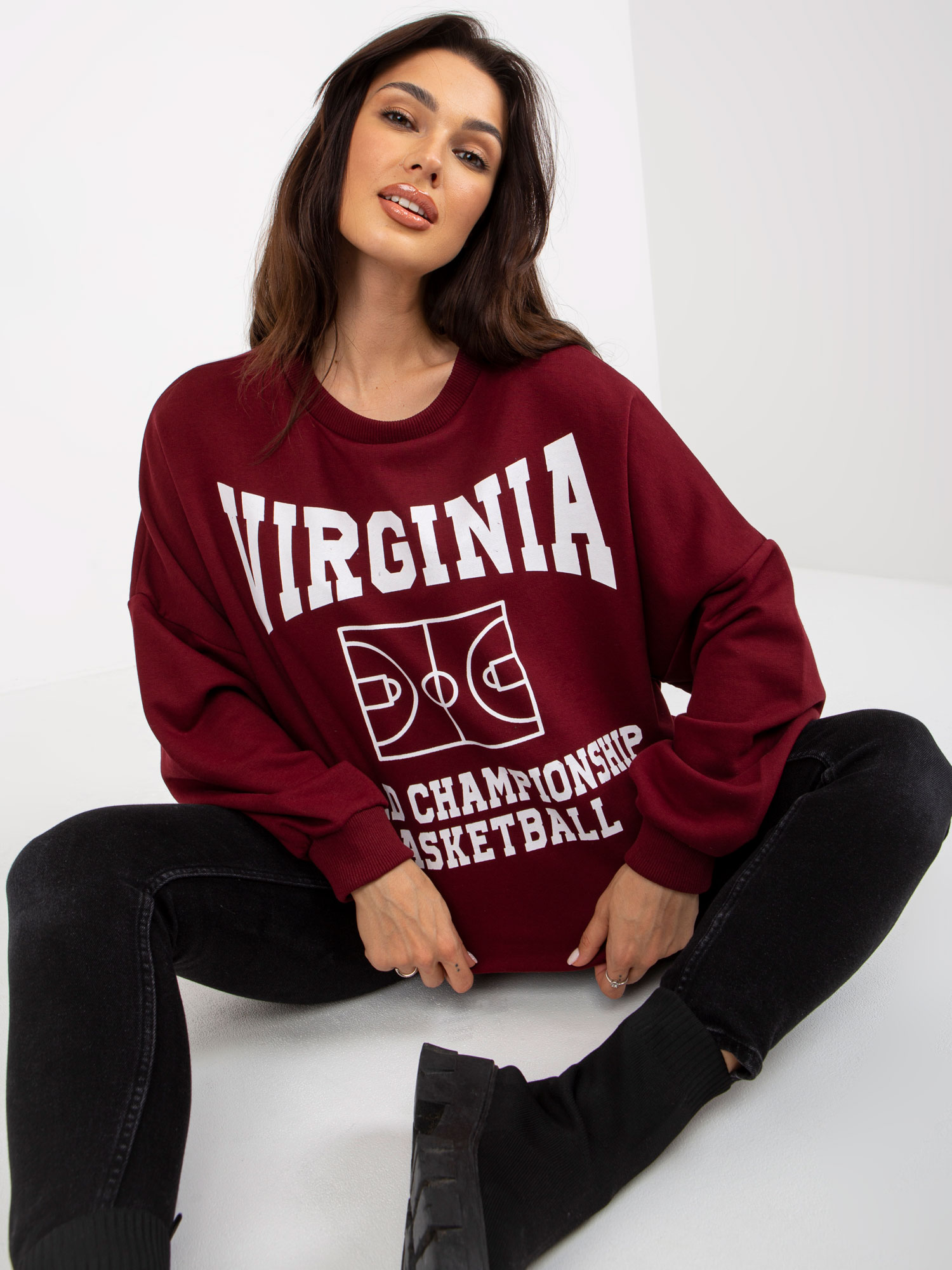 VOĽNÁ VÍNOVÁ MIKINA "VIRGINIA" -FA-BL-8137.76P-BORDEAUX Veľkosť: ONE SIZE