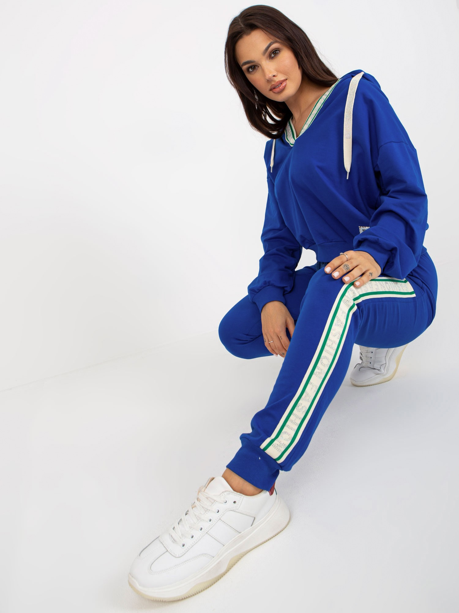 Modrá teplákovka s pruhom -RV-KMPL-8297.52P-blue Veľkosť: S/M